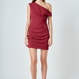 One Shoulder Accent Mini Dress