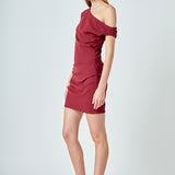 One Shoulder Accent Mini Dress