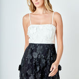 Floral Colorblock Applique Midi Dress