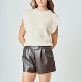 Sleeveless Round neck Vest Knit Top