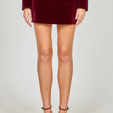 Velvet Jeweled Button Mini Skirt