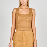 Suede Scoop neck Top