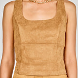 Suede Scoop neck Top
