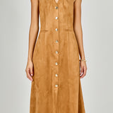 Suede Fitted Midi Dress