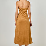 Suede Fitted Midi Dress