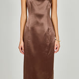 Satin Velvet Scoop Neck Midi Dress