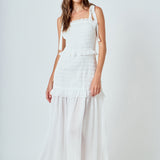 Smocked Drop Waist Combination Maxi