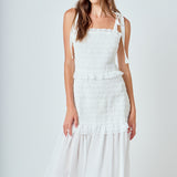 Smocked Drop Waist Combination Maxi