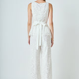 Lace Sleeveless Long Top With Belt