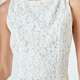 Lace Sleeveless Long Top With Belt