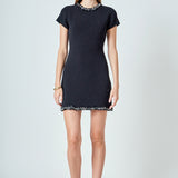 Jewel Trim Knit Mini Dress