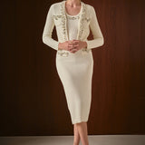 Boucle Knit Jewel Trim Cardigan