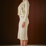 Boucle Knit Jewel Trim Cardigan