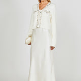 Boucle Knit Jewel Trim Cardigan