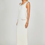 Boucle Knit Jewel Trim Midi Dress
