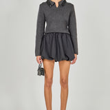 Knit Jewel Trim Collared Sweater