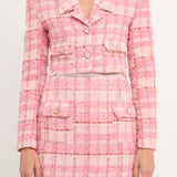 Cropped Collared Tweed Blazer