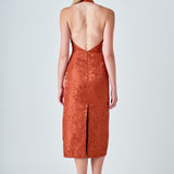 Jacquard Halter Column Midi Dress