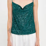 Sequins Cowl Neck Top
