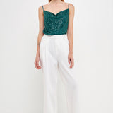 Sequins Cowl Neck Top