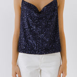 Sequins Cowl Neck Top