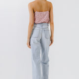 Sequins Cowl Neck Top