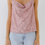 Sequins Cowl Neck Top