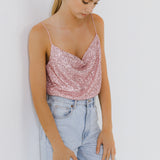 Sequins Cowl Neck Top
