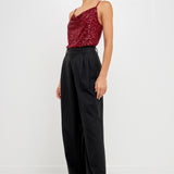 Sequins Cowl Neck Top