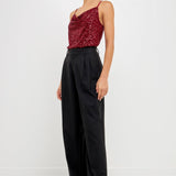 Sequins Cowl Neck Top