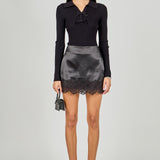 Lace Trim Mini Skirt