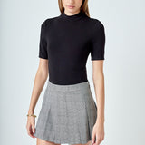 Plaid Pleated Mini Skirt