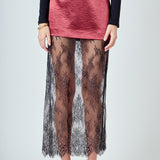 Satin Velvet Maxi Skirt