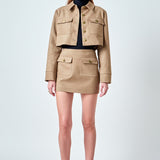 Faux Suede Cropped Pocketed Jacket