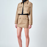Faux Suede Cropped Pocketed Jacket