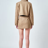 Faux Suede Cropped Pocketed Jacket