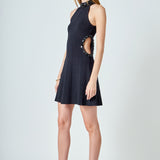 Beaded Knit Cut out Mini Dress