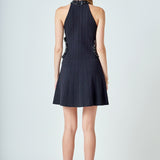Beaded Knit Cut out Mini Dress