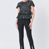 Sequins Baby Doll Top with Mesh
