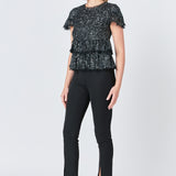 Sequins Baby Doll Top with Mesh