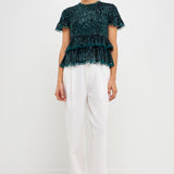 Sequins Baby Doll Top with Mesh