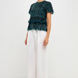 Sequins Baby Doll Top with Mesh
