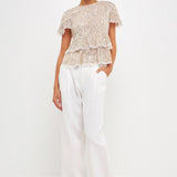 Sequins Baby Doll Top with Mesh