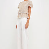 Sequins Baby Doll Top with Mesh