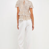 Sequins Baby Doll Top with Mesh