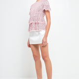 Sequins Baby Doll Top with Mesh