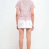 Sequins Baby Doll Top with Mesh