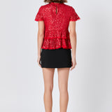 Sequins Baby Doll Top with Mesh