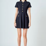 Jewel Buttoned Knit Mini Dress