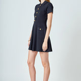 Jewel Buttoned Knit Mini Dress
